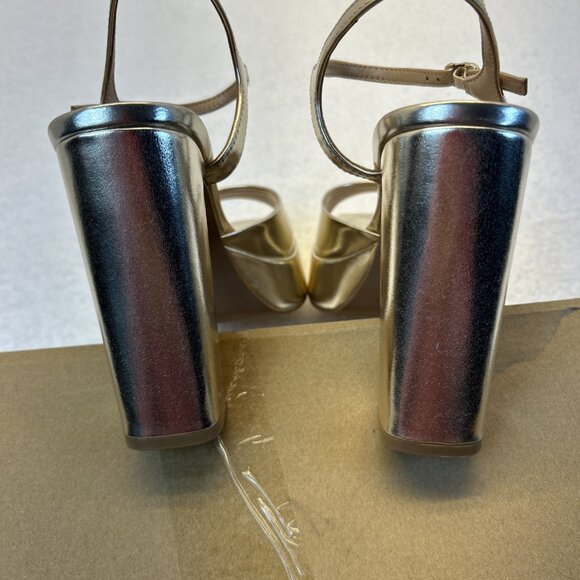 Steve Madden Liandra Platform Block Heel Champagne/Gold Retro 70's New SZ 7,5 - Picture 5 of 8